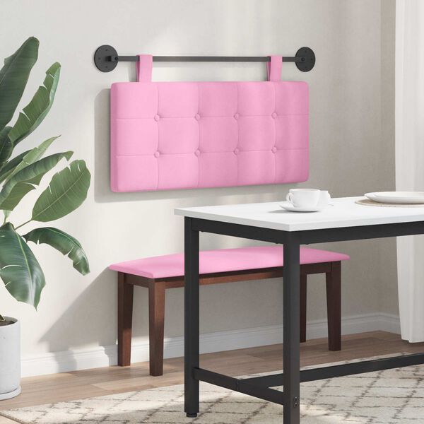 vidaXL Cabeceira Suspensa Rosa 100 x 55 x 5 cm tecido