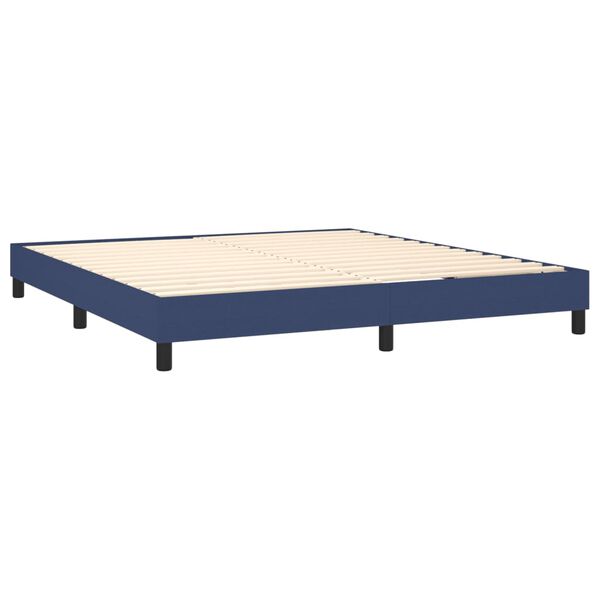vidaXL Cama com molas/colch&atilde;o 160x200 cm tecido azul