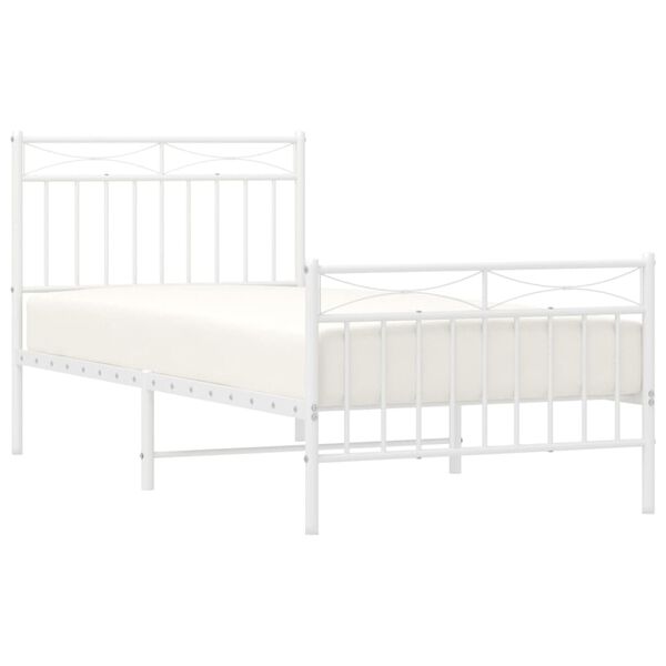 vidaXL Estrutura de cama com cabeceira e pés 90x200 cm metal branco