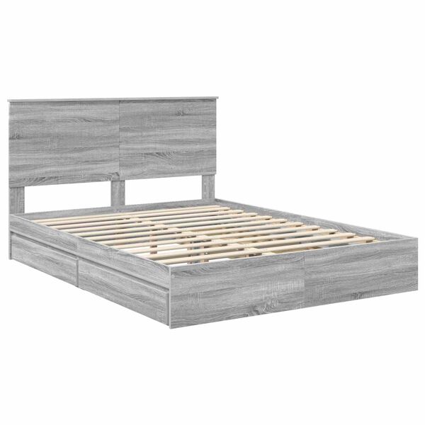 vidaXL Cama com Armazenamento com cabeceira Cinza Sonoma 150 x 200 cm