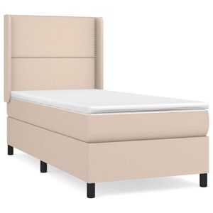 vidaXL Cama com molas/colch&atilde;o 90x190 cm couro artificial cappuccino
