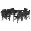 vidaXL 9 pcs conjunto de jantar p/ jardim c/ almofad&otilde;es vime PE preto