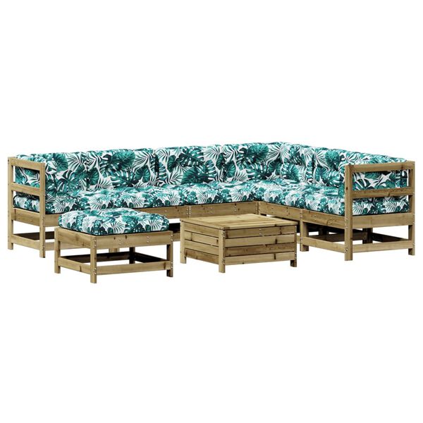 vidaXL 8 pcs conjunto lounge de jardim c/ almofad&otilde;es pinho impregnado