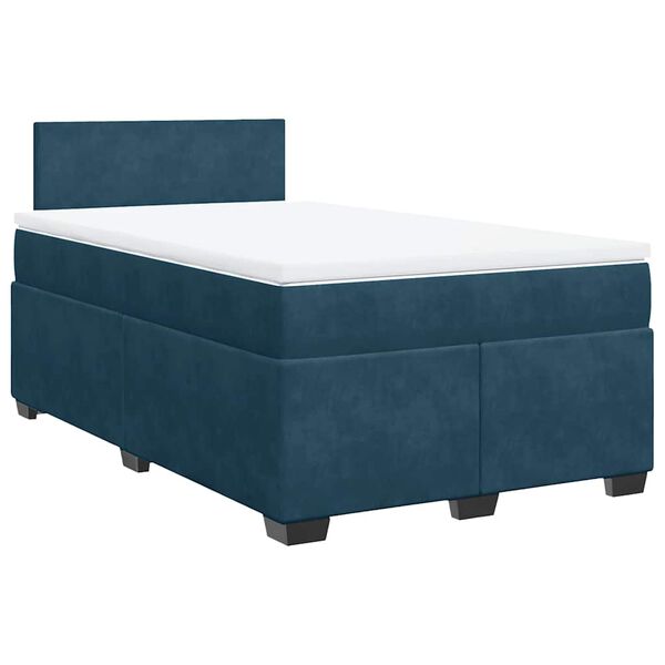 vidaXL Cama boxspring com colch&atilde;o 120x200 cm veludo azul-escuro
