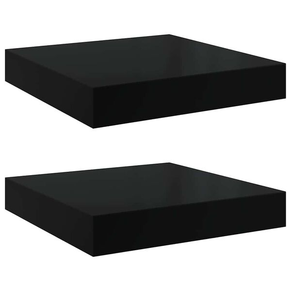 vidaXL Prateleiras de parede suspensas 2 pcs 23x23,5x3,8cm MDF preto
