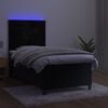 vidaXL Cama box spring c/ colch&atilde;o/LED 90x190 cm veludo preto