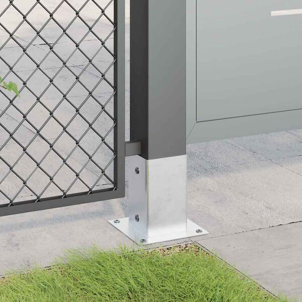 vidaXL Bases de poste quadradas 4 pcs prata 91x91 mm a&ccedil;o galvanizado