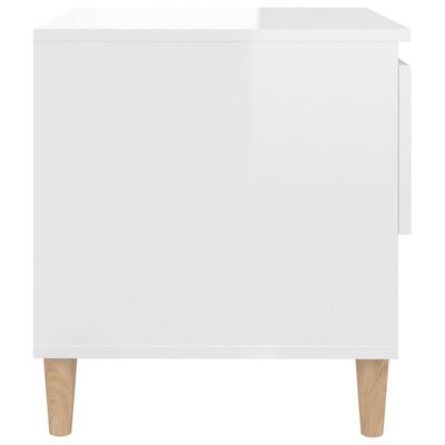 vidaXL Mesa de cabeceira 50x46x50cm derivados madeira branco brilhante