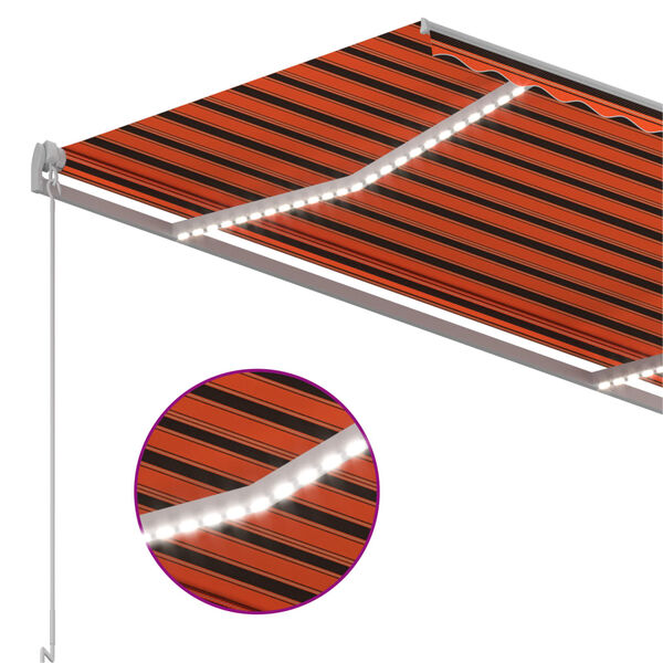vidaXL Toldo autom&aacute;tico LED e sensor de vento 3x2,5m laranja/castanho
