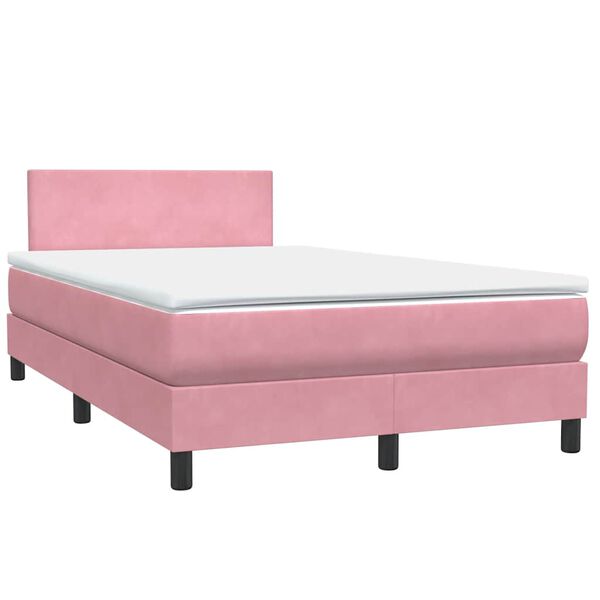 vidaXL Cama com molas/colch&atilde;o 120x210 cm veludo Rosa