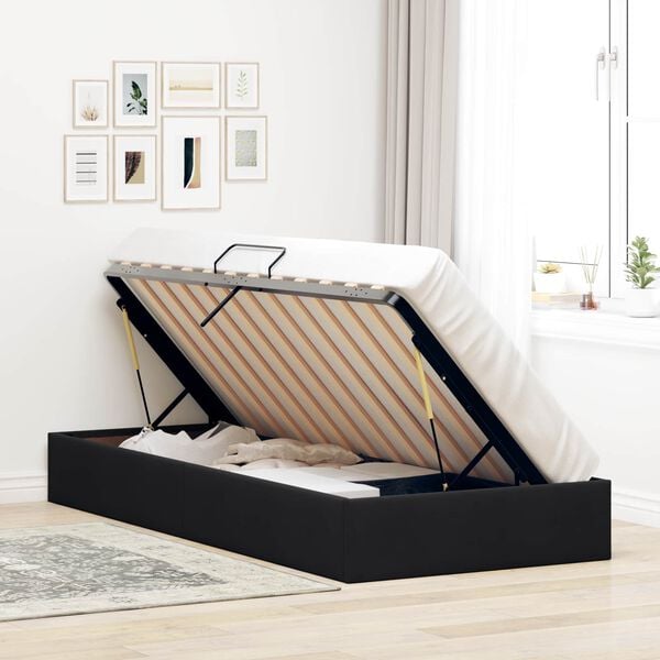 vidaXL Cama com Armazenamento Preto 90 x 200 cm Veludo