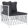 vidaXL 7 pcs conjunto lounge de jardim com almofadões aço branco