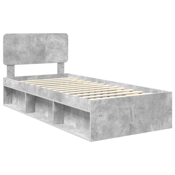 vidaXL Estrutura da Cama com cabeceira Cinza Concreto 100 x 200 cm