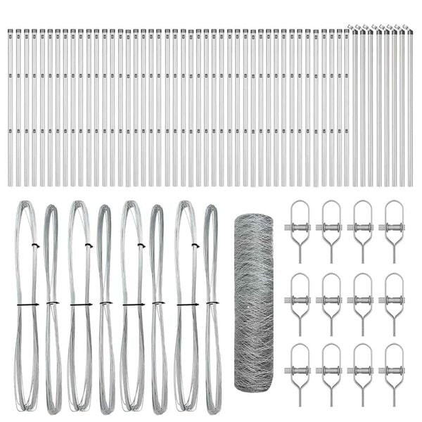 vidaXL Poste de Cerca Prateado 100 x 0,8 m (malha de 50 mm) A&ccedil;o