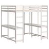vidaXL Cama alta c/ secretária e escada 180x200 cm pinho maciço branco