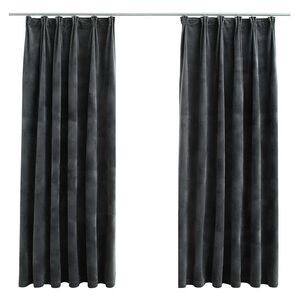 vidaXL Cortinas blackout com ganchos 2 pcs 140x175 cm veludo antracite