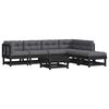 vidaXL 7 pcs conjunto lounge jardim c/ almofad&otilde;es madeira maci&ccedil;a preto