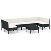 vidaXL 8 pcs conjunto lounge de jardim c/ almofad&otilde;es vime PE preto