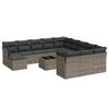 vidaXL 13 pcs conjunto sof&aacute;s p/ jardim c/ almofad&otilde;es vime PE cinzento