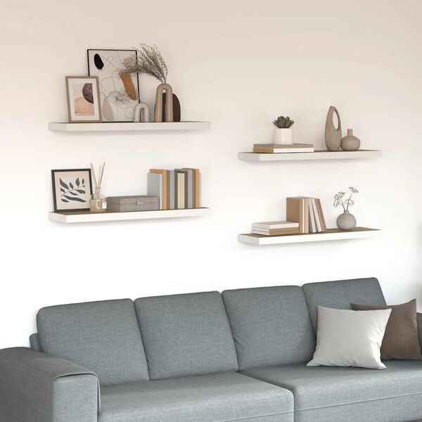 vidaXL Prateleiras parede 4 pcs 80x23,5x3,8 cm MDF carvalho e branco