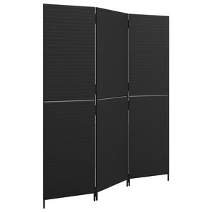 vidaXL Biombo de divis&atilde;o 3 pain&eacute;is vime PE preto