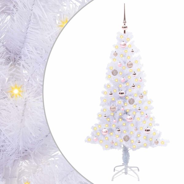 vidaXL &Aacute;rvore de Natal Artificial com 150 LEDs Branco 150 cm PVC e A&ccedil;o