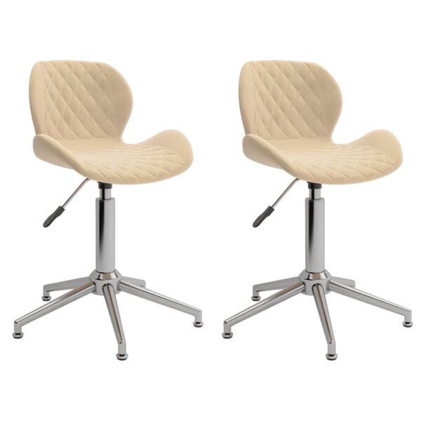 vidaXL Cadeiras de jantar girat&oacute;rias 2 pcs veludo cor creme