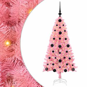 vidaXL &Aacute;rvore de Natal com 150 LEDs com suporte Rosa 120 cm PVC