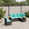 vidaXL 5 pcs conjunto de sofás p/ jardim c/ almofadões vime PE preto