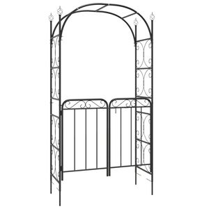 vidaXL Arco de jardim c/ portão 108x45x235 cm aço preto