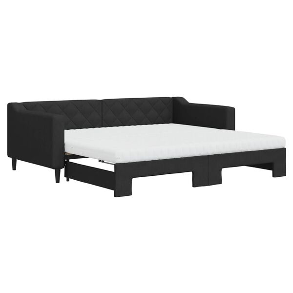 vidaXL Sof&aacute;-cama com gavet&atilde;o e colch&otilde;es 90x190 cm tecido preto