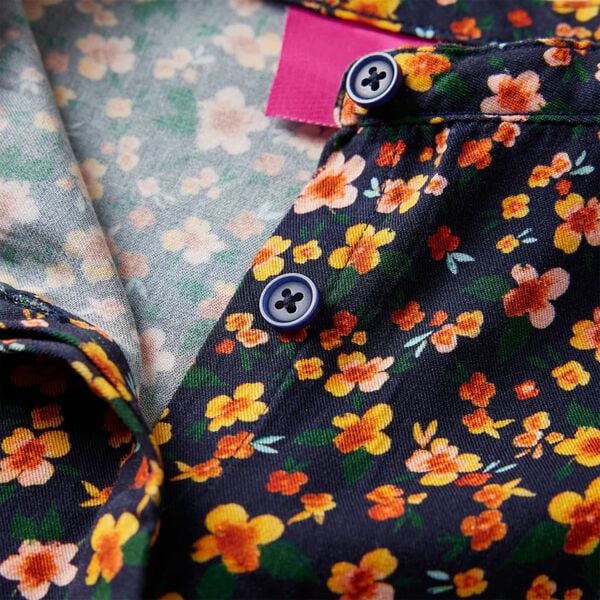 Camisa para crian&ccedil;a com colarinho mandarim azul-marinho 104