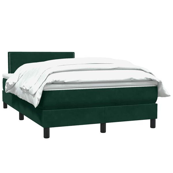 vidaXL Cama boxspring com colch&atilde;o 120x210 cm veludo verde-escuro