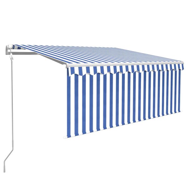 vidaXL Toldo retr&aacute;til autom&aacute;tico com estore 3,5x2,5 m azul e branco