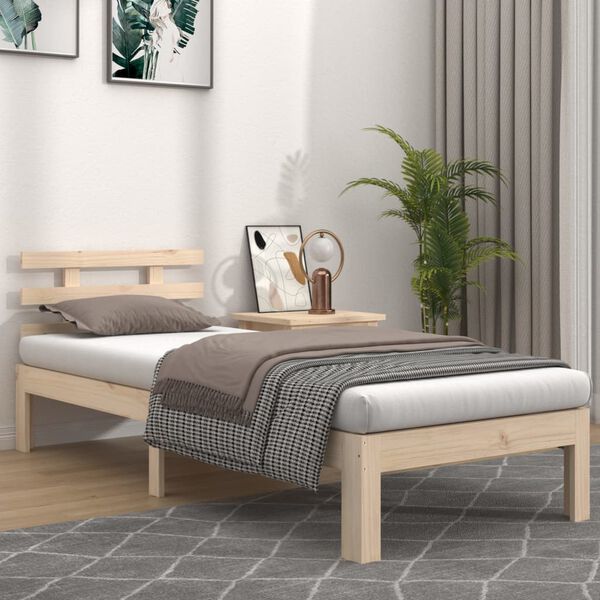 vidaXL Estrutura de cama solteiro 90x190 cm madeira maci&ccedil;a