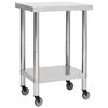 vidaXL Mesa de trabalho de cozinha com rodas a&ccedil;o inoxid&aacute;vel 60x60x85