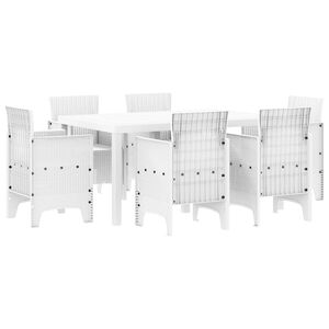 vidaXL Conjunto de Jantar para Jardim 7 pcs Branco Rattan Polt
