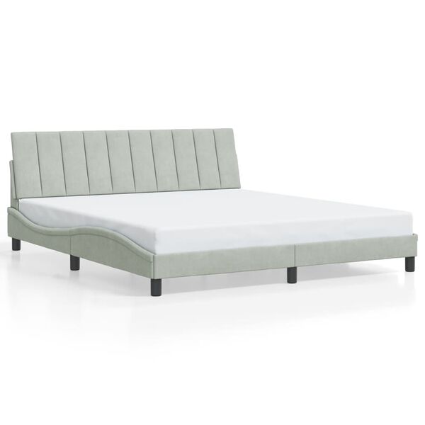 vidaXL Estrutura de cama sem colch&atilde;o Hanko 180x200 cm veludo cinzento-claro