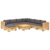 vidaXL 9 pcs conjunto lounge jardim c/ almofad&otilde;es madeira teca maci&ccedil;a