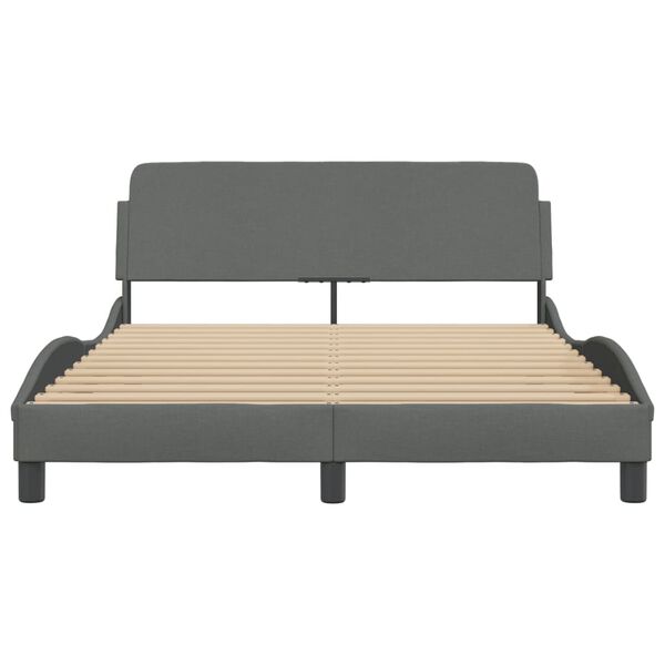 vidaXL Estrutura de cama Dover 140x200 cm tecido cinzento-escuro