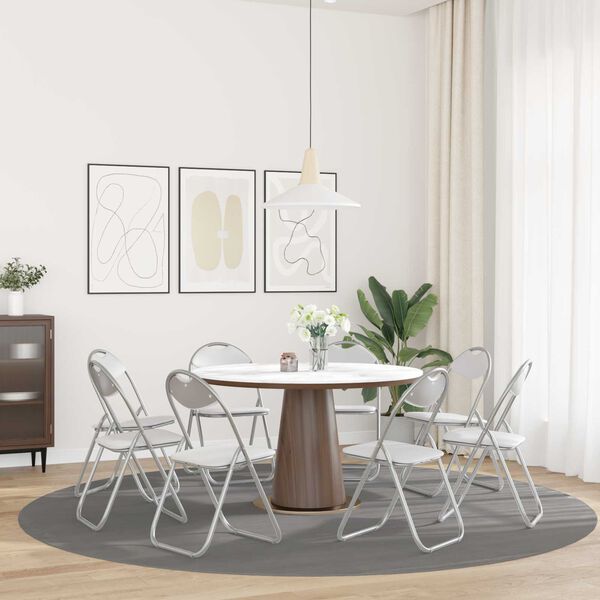 vidaXL Cadeira Dobr&aacute;vel 8 pcs Branco e Cinza 48 x 43,5 x 81 cm
