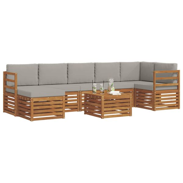 vidaXL Conjunto de Sof&aacute; Sectional 8 pcs Cinza Natural e Claro