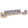 vidaXL 6 pcs conjunto lounge de jardim + almofad&otilde;es cinza pinho maci&ccedil;o