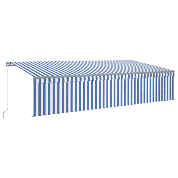 vidaXL Toldo retrátil manual com estore/LED 6x3 m azul e branco