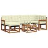 vidaXL Conjunto de Sof&aacute;s para Exterior 7 pcs Natural e Creme