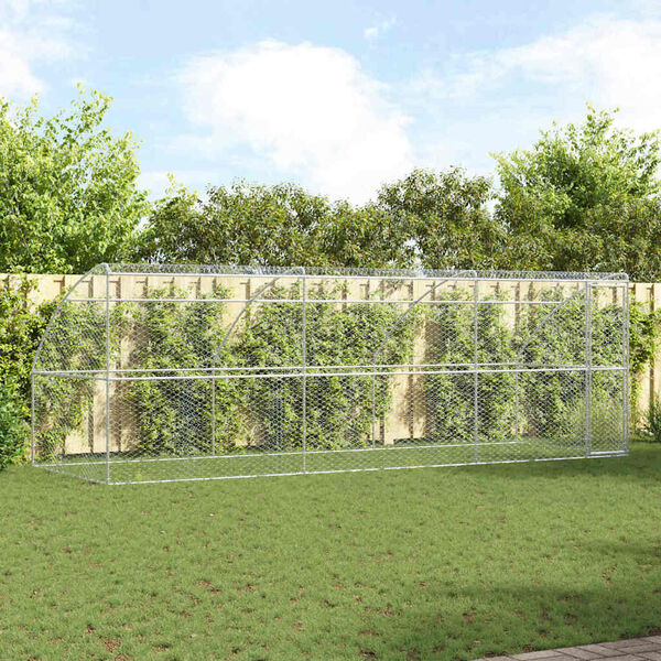 vidaXL Canil de Cachorro 3 pcs Prateado 6 x 2 x 2 m A&ccedil;o galvanizado