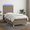 vidaXL Cama box spring colch&atilde;o/LED 100x200cm tecido cinza-acastanhado