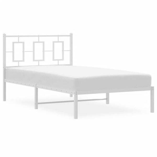 vidaXL Estrutura de cama com cabeceira 100x190 cm metal branco