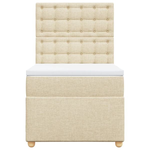 vidaXL Cama com molas/colch&atilde;o 90x190 cm tecido cor creme