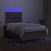 vidaXL Cama box spring colch&atilde;o/LED 120x190cm tecido cinza-acastanhado